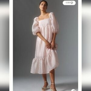 Anthropologie Puffed Sleeve Midi Dress